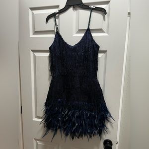 Austyn Tassel Feather Mini Dress